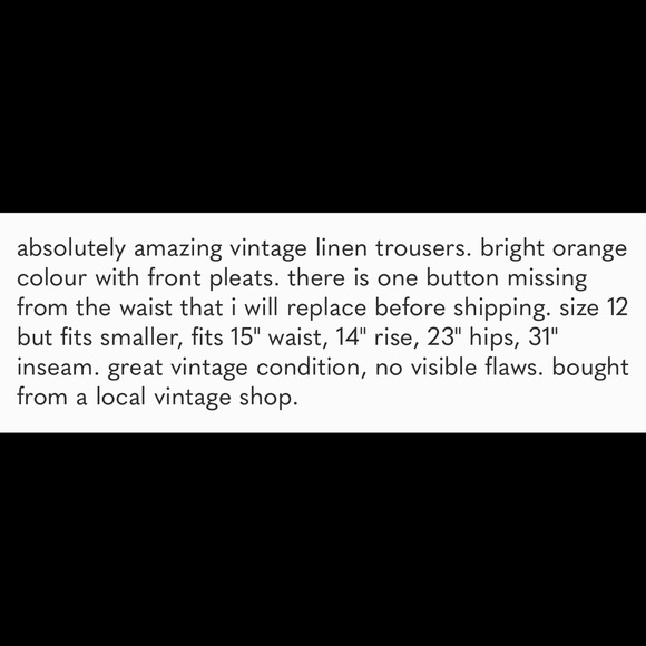 vintage super high rise orange linen pants - Picture 5 of 5